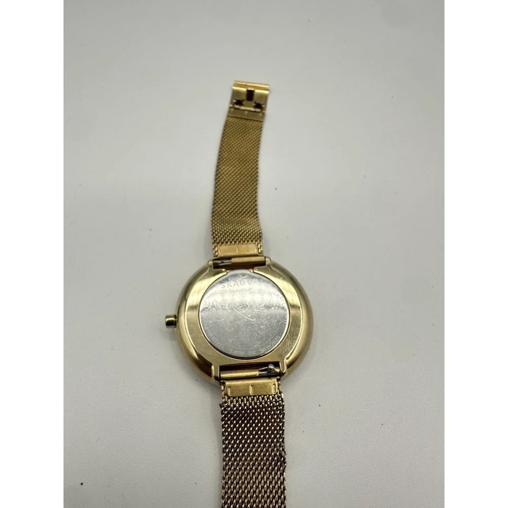 Skagen Hagen SKW7206 Women's Gold Dial Gold Tone Mesh Bracelet Watch Minimalist